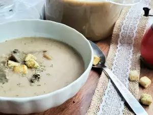 Oyster Mushroom Cream Soup with Garlic