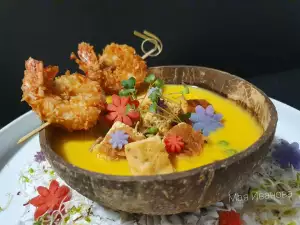 Roasted Pumpkin, Shrimp and Coconut Cream Soup