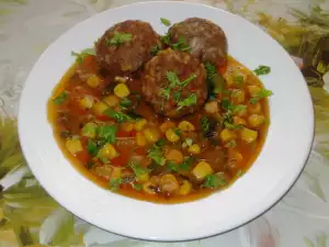 Meatballs with Tomato Sauce and Corn