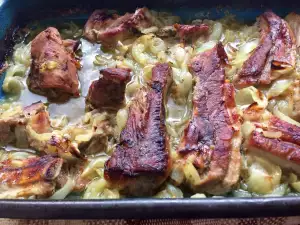 Oven-Baked Pork Belly with Onions