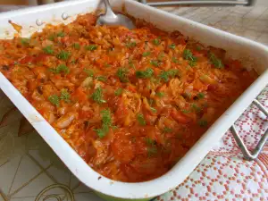 Oven-Baked Cabbage with Onions, Dill and Tomatoes