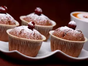 Chocolate Cupcakes with Cherry Jam