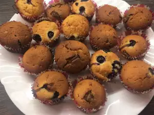 Blueberry Muffins with Pieces of Chocolate