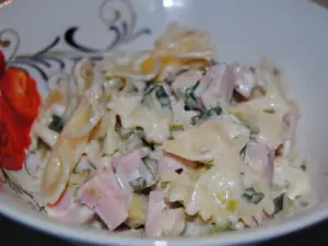 Farfalle Salad with Mayonnaise, Ham and Gherkins