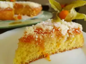 Butter Cake with Coconut and Peach Jam