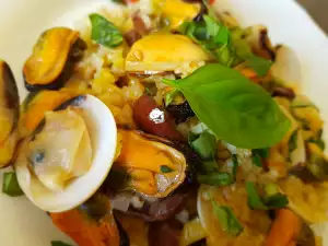 Mussels with Brown Rice and Basil