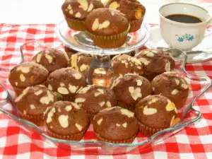 Cocoa Muffins with White Chocolate and Almonds