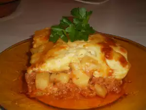 Moussaka with Bechamel Sauce and Cheese Crust