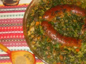 Sausages with Rice, Mushrooms and Carrots