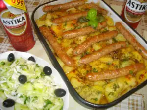 Oven-Baked Sausages and Potatoes