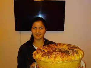 Giant Round Loaf with Feta Cheese and Butter