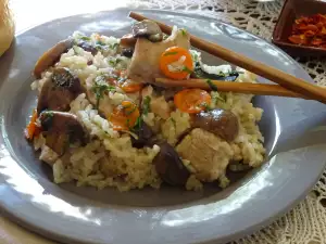 The Most Delicious Oven-Baked Rice with Pork and Mushrooms