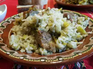 Baked Rice with Leeks and Pork