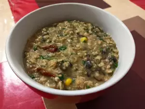 Oatmeal with Mushrooms, Spinach and Dried Tomatoes