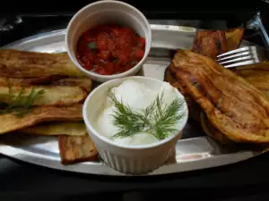 Fried Eggplants and Zucchini with Tomato Sauce