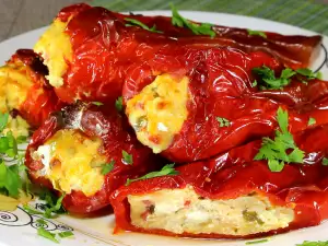 Stuffed Peppers with Eggs and Feta Cheese