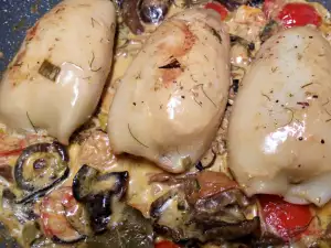 Stuffed Squid with Zucchini and Mushrooms