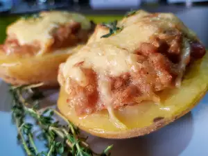 Stuffed Potatoes with Minced Meat and Yellow Cheese