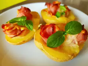 Baked Potatoes with Ham Roses