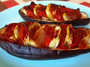 Stuffed Ratatouille Eggplants with Tofu