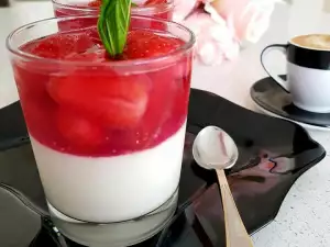 Panna Cotta with Strawberries in a Glass