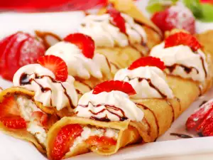 Irish Pancakes with Whipped Cream and Strawberries