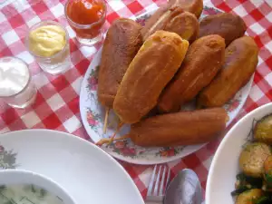 Breaded Corn Dogs on a Stick