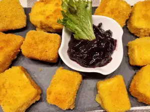 Breaded Brie Bites with Blueberry Jam