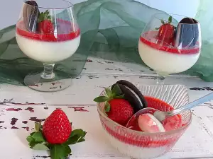 Dairy Panna Cotta with Strawberry Syrup