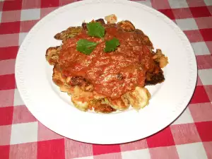 Fried Zucchini with Aromatic Tomato Sauce