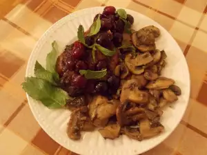 Pork Steaks with Mushrooms and Cherry Jam