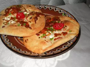 Appetizing Homemade Flatbread with Feta Cheese and Cheese