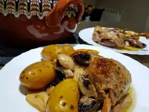 Duck with Mushrooms and Potatoes in a Guvec