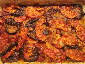 Summer Dish with Eggplants and Roasted Peppers