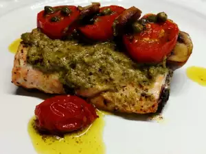 Salmon with Pesto and Cherry Tomatoes