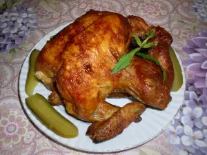 Unique Baked Chicken in a Stainless Steel Barrel