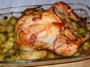 Roasted Chicken Stuffed with Brussels Sprouts