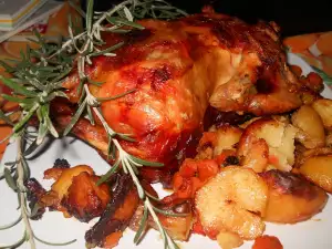 Roasted Chicken with Mushrooms and Vegetables in a Bag