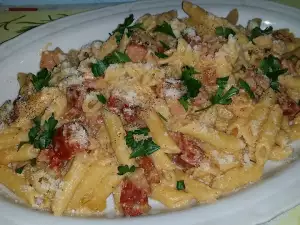 Penne with Chorizo and Eggs