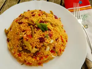 Vegan Millet Pilaf with Green Beans and Beetroot