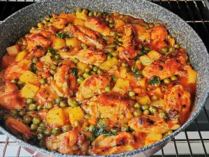 Oven-Baked Chicken, Peas and Potatoes