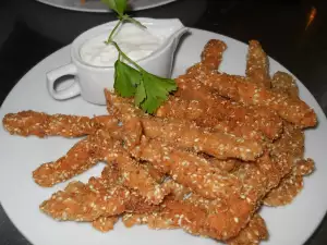 Chicken Strips with Sesame and Garlic Sauce