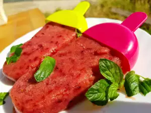 Fruit Ice Cream with Mint on a Stick