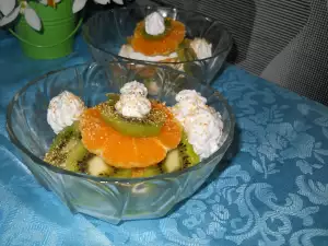 Fruit Salad with Kiwi and Whipped Cream