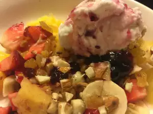 Tasty Fruit Salad with Ice Cream