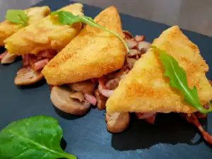 Breaded Polenta with Mushrooms and Bacon