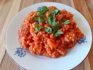 Vegan Rice with Tomatoes in a Pot