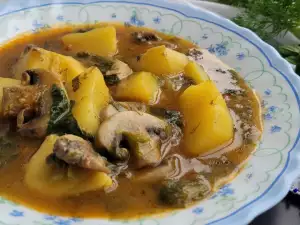 Vegan Spring Stew with Potatoes and Mushrooms