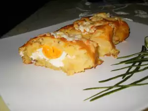 Potato Roll with a Filling of Boiled Eggs and Cheese