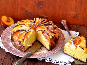 Peach Sponge Cake with Egg Custard